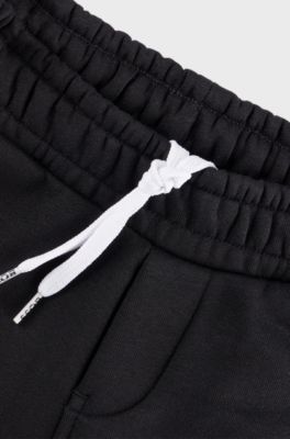 Kids' cotton-blend tracksuit bottoms with contrast logo, Black