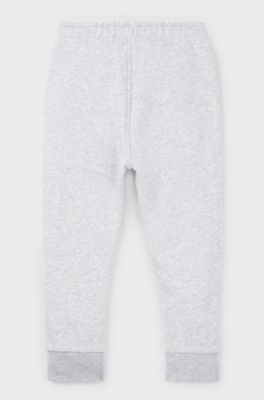 Kids' cotton-blend tracksuit bottoms with vertical logo, Light Grey