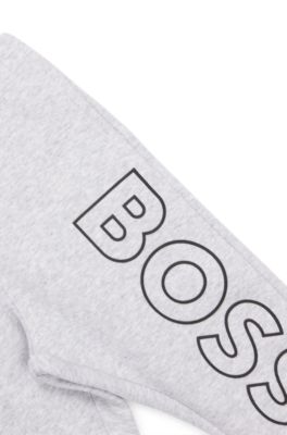 キッズ コットンブレンド トラックスーツボトムス バーティカルロゴ, ライトグレー