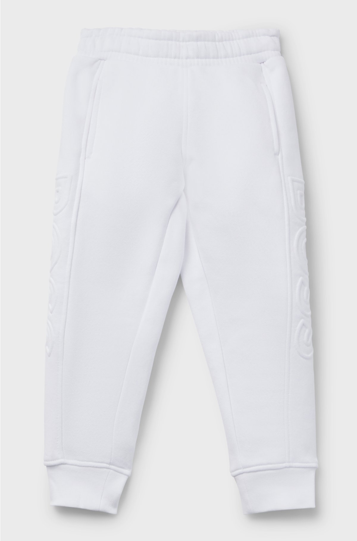Kids' cotton-blend tracksuit bottoms with embossed logos, White
