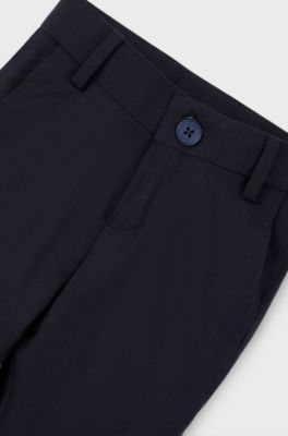 Kids' regular-fit suit trousers in stretch wool, Dark Blue