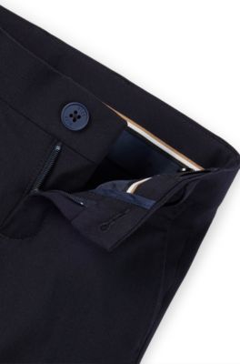 Pantaloni eleganti regular fit per bambini in lana elasticizzata, Blu scuro