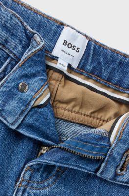 Kids' regular-fit jeans in blue stretch denim, Patterned