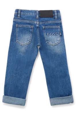 키즈 블루 스트레치 데님 레귤러 핏 진, 패턴