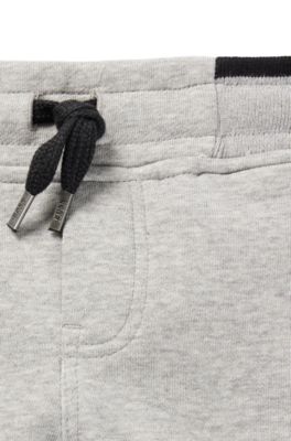 Kids' jogging trousers in stretch cotton with logo details, Light Grey