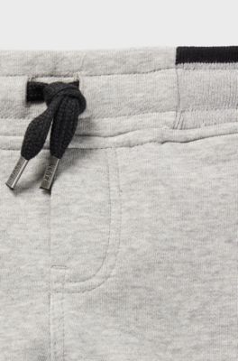Kids' jogging trousers in stretch cotton with logo details, Light Grey