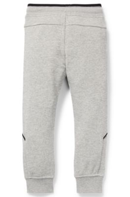 Kids' jogging trousers in stretch cotton with logo details, Light Grey