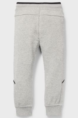 Kids' jogging trousers in stretch cotton with logo details, Light Grey