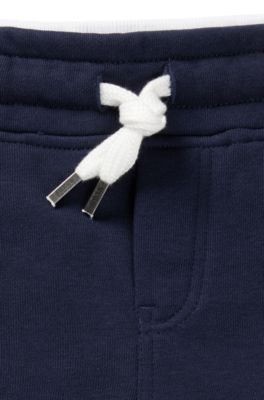 Kids' jogging trousers in stretch cotton with logo details, Dark Blue