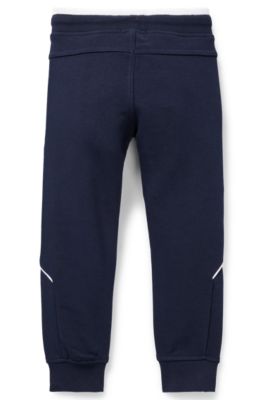 Kids' jogging trousers in stretch cotton with logo details, Dark Blue