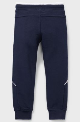 Kids' jogging trousers in stretch cotton with logo details, Dark Blue