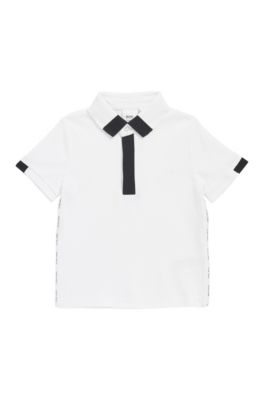 Kids' slim-fit polo shirt with logo piping