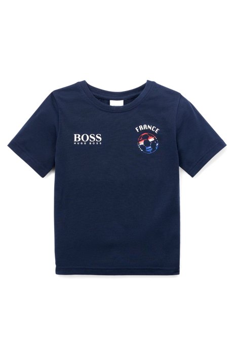 T-shirt da bambino in jersey elasticizzato nei colori nazionali, Blu scuro