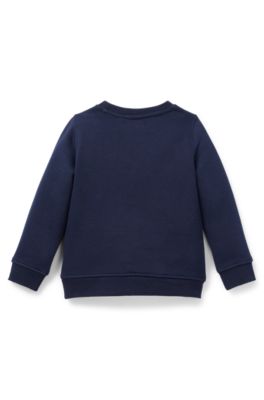 Kids' sweatshirt in cotton-blend fleece with logo print, Dark Blue