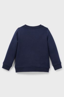 Kids' sweatshirt in cotton-blend fleece with logo print, Dark Blue