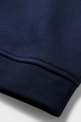 Kids' sweatshirt in cotton-blend fleece with logo print, Dark Blue