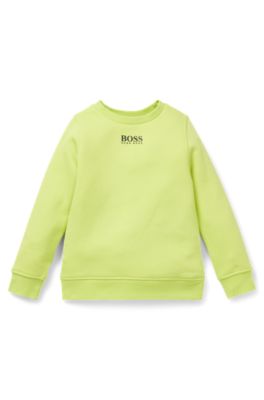 Kids' sweatshirt in cotton-blend fleece with logo print, Light Yellow