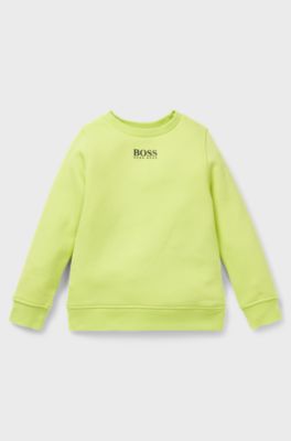 Kids' sweatshirt in cotton-blend fleece with logo print, Light Yellow