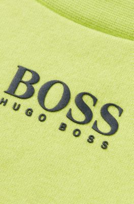 Kids' sweatshirt in cotton-blend fleece with logo print, Light Yellow