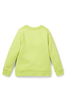 Kids' sweatshirt in cotton-blend fleece with logo print, Light Yellow