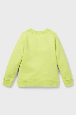 Kids' sweatshirt in cotton-blend fleece with logo print, Light Yellow
