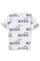 T-shirt slim fit per bambini in cotone con logo ripetuto, Bianco