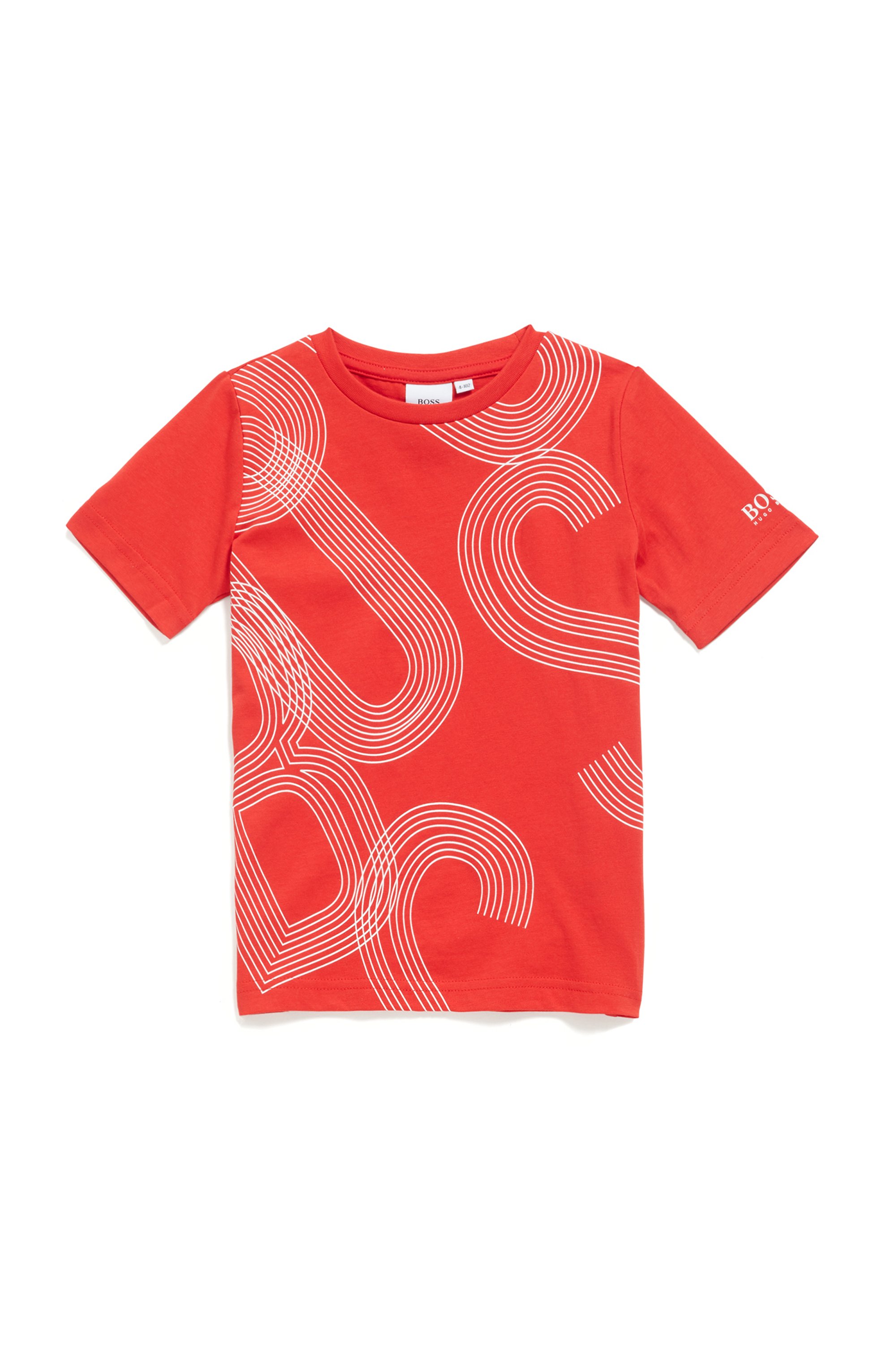 Slim-Fit Kids-T-Shirt aus Baumwolle mit abstraktem Logo-Print, Rot