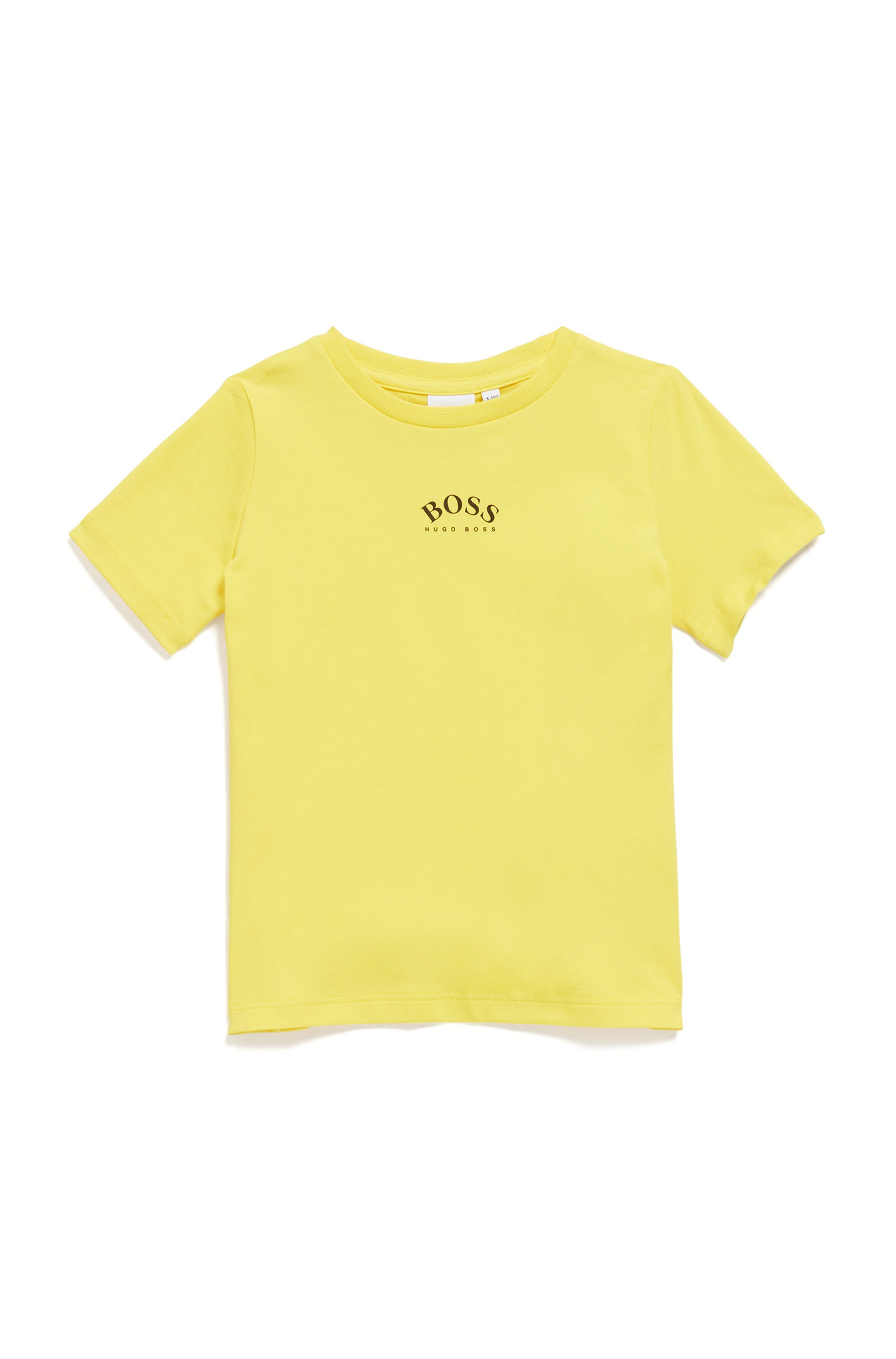 Slim-fit T-shirt voor kinderen van stretchkatoen met logo, Geel