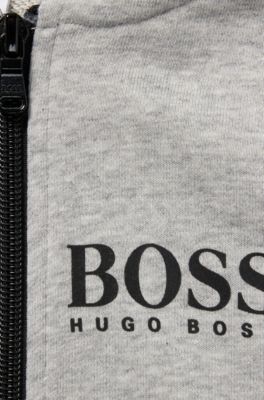 Kids' hoodie in French terry with logo print, Light Grey