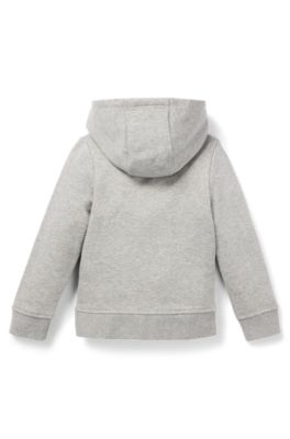 Kids' hoodie in French terry with logo print, Light Grey
