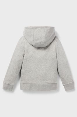 Kids' hoodie in French terry with logo print, Light Grey