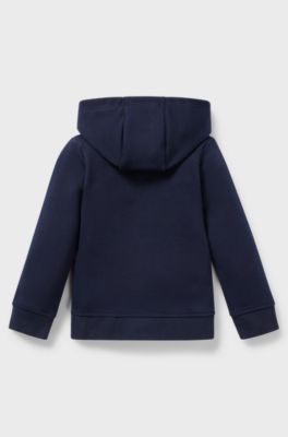 Kids' hoodie in French terry with logo print, Dark Blue