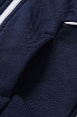 Kids' hoodie in French terry with logo print, Dark Blue