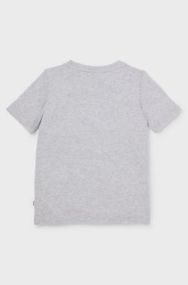 Kids' slim-fit T-shirt in cotton with logo print, Light Grey
