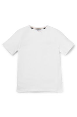 Kids' slim-fit T-shirt in cotton with logo print, White