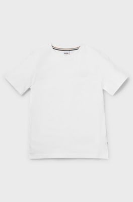 Kids' slim-fit T-shirt in cotton with logo print, White