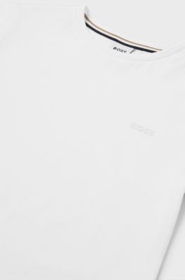 Kids' slim-fit T-shirt in cotton with logo print, White