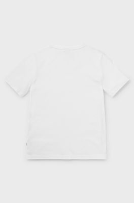 Kids' slim-fit T-shirt in cotton with logo print, White