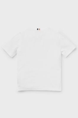Kids' regular-fit T-shirt in cotton with logo artwork, White