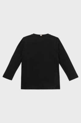 Kids' long-sleeved T-shirt in cotton with logo artwork, Black