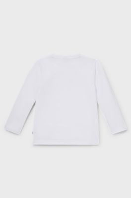 Kids' long-sleeved T-shirt in cotton with logo print, White