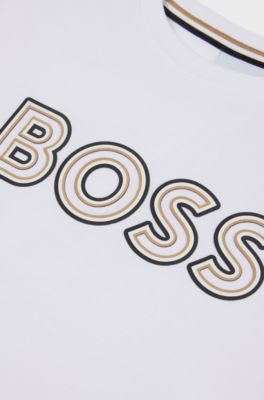 Kids' long-sleeved T-shirt in cotton with logo print, White