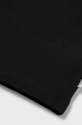 Kids' T-shirt in pure cotton with signature-stripe logo, Black