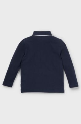 Kids' long-sleeved polo shirt in cotton piqu&eacute;, Dark Blue