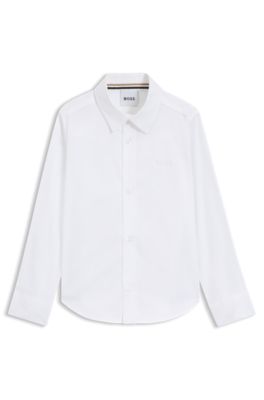 Kids' regular-fit long-sleeved shirt in Oxford cotton, White