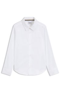 Kids' regular-fit long-sleeved shirt in Oxford cotton, White