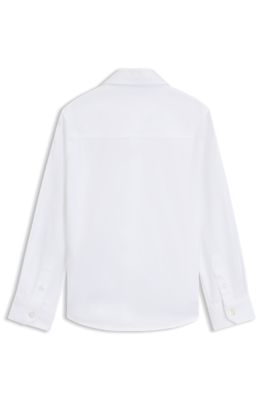 Kids' regular-fit long-sleeved shirt in Oxford cotton, White