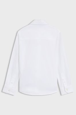 Kids' regular-fit long-sleeved shirt in Oxford cotton, White