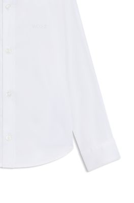 Kids' regular-fit long-sleeved shirt in Oxford cotton, White