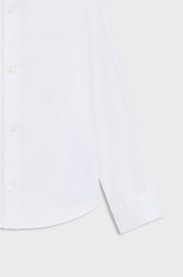 Kids' regular-fit long-sleeved shirt in Oxford cotton, White